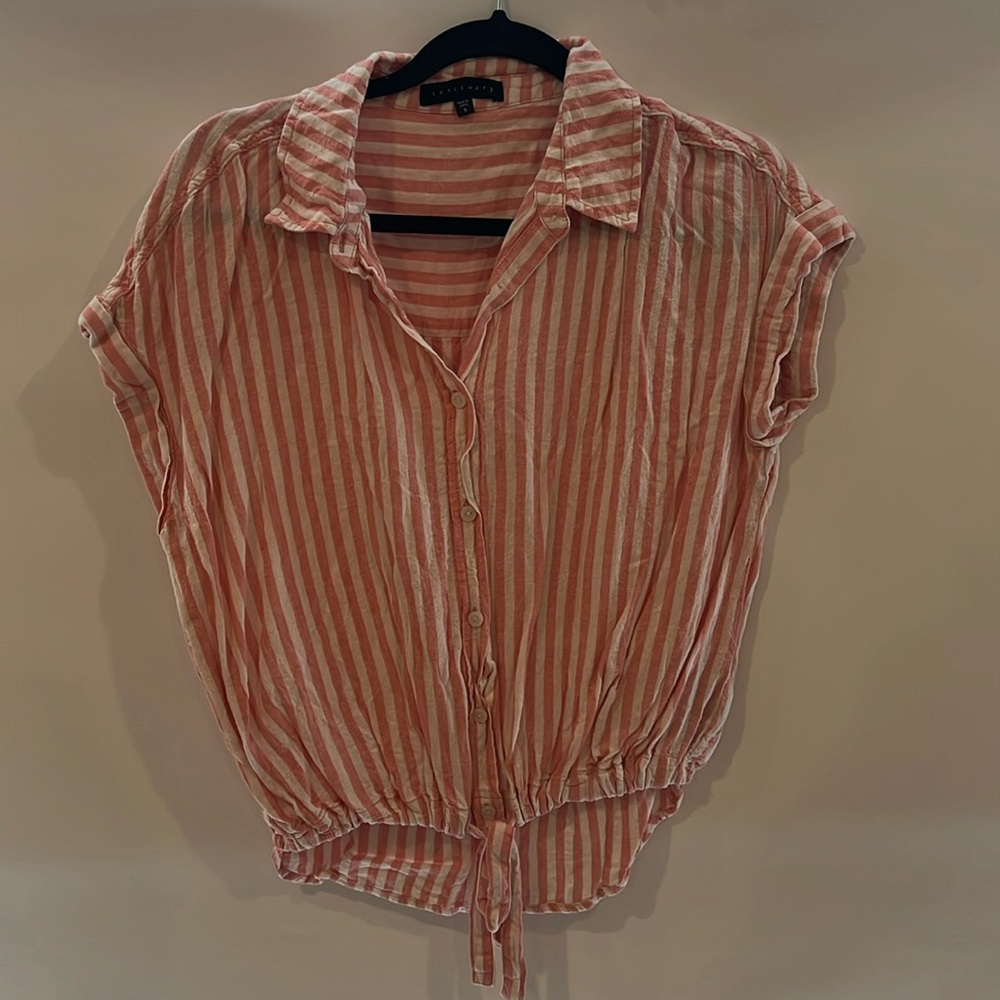Sanctuary orange striped linen button down
